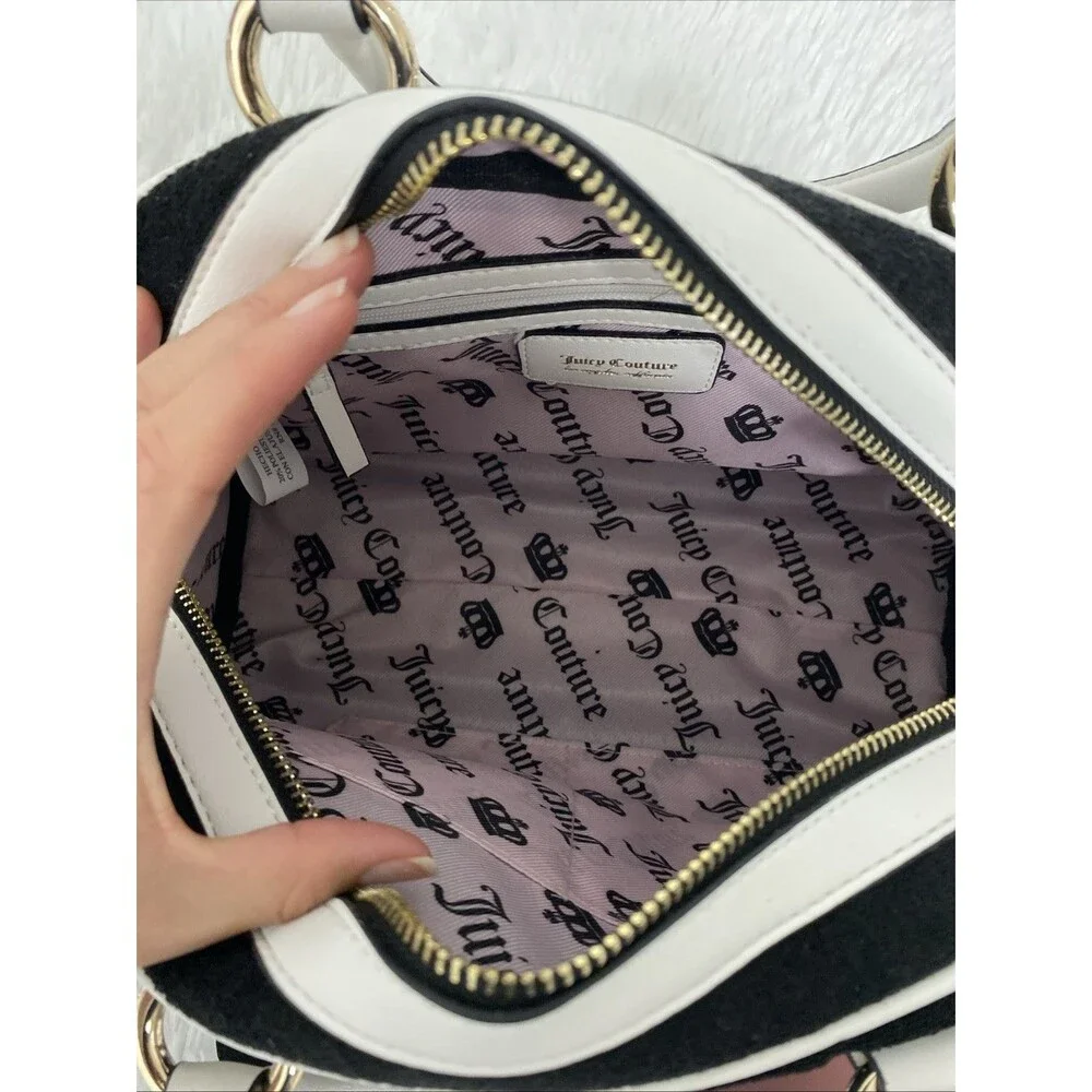 Juicy Couture Sweet N Juicy Apple Satchel Duffle Bag Terry Black Heart Charm